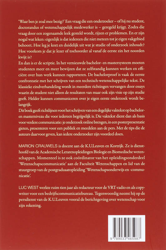 Wetenschap communiceren achterkant