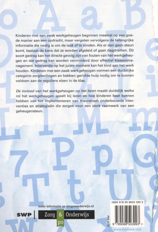 de invloed van het werkgeheugen op het leren achterkant