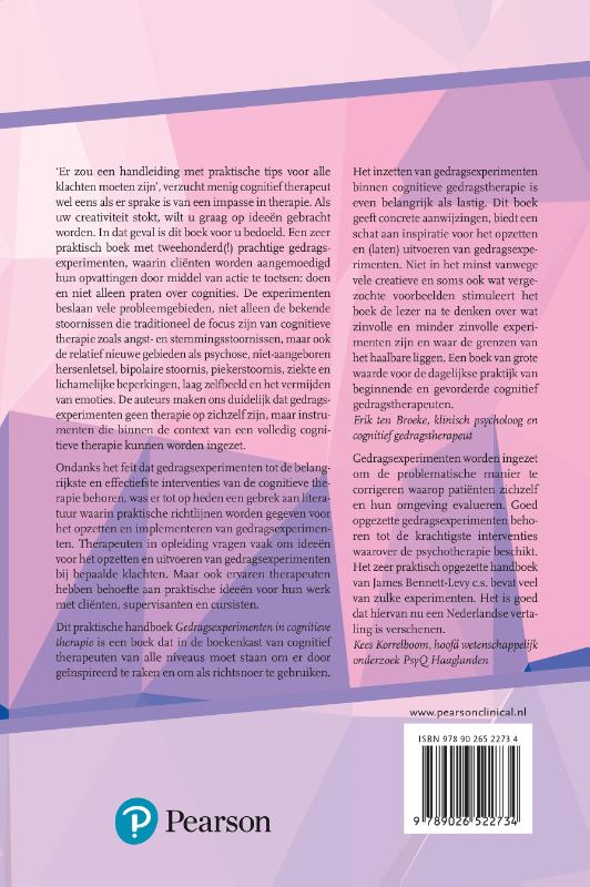 Gedragsexperimenten in cognitieve therapie achterkant