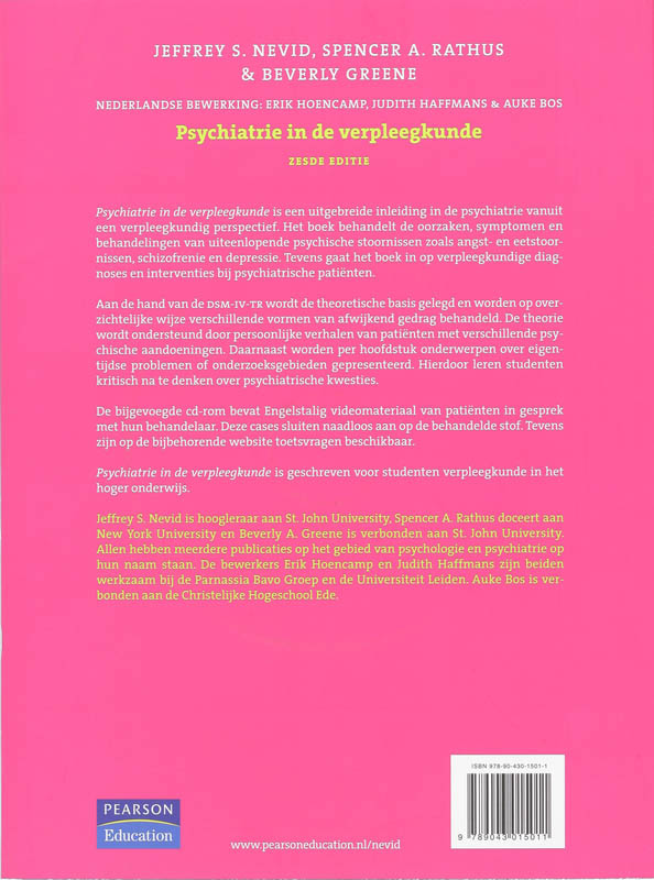 Psychiatrie in de verpleegkunde + CD-ROM achterkant