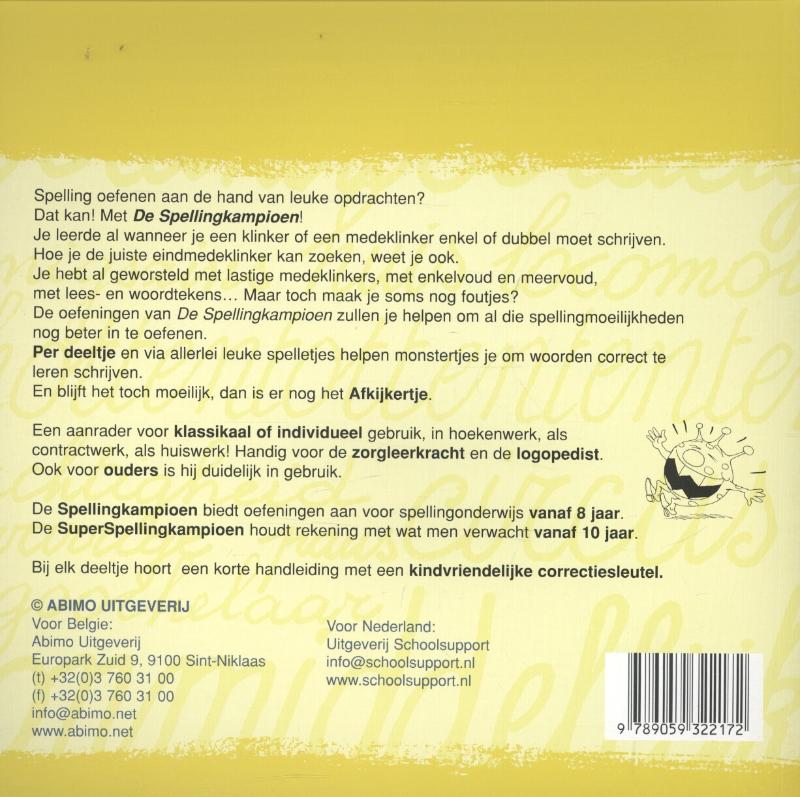 De spellingkampioen Klinkers en dubbele medeklinkers achterkant
