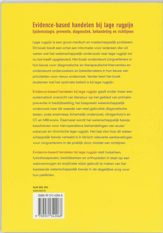 Evidence-based handelen bij lage rugpijn achterkant