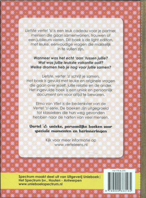 Liefste vertel 's achterkant