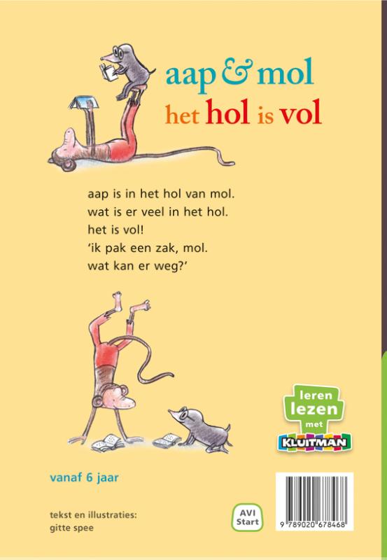 aap & mol het hol is vol / Leren lezen met Kluitman achterkant
