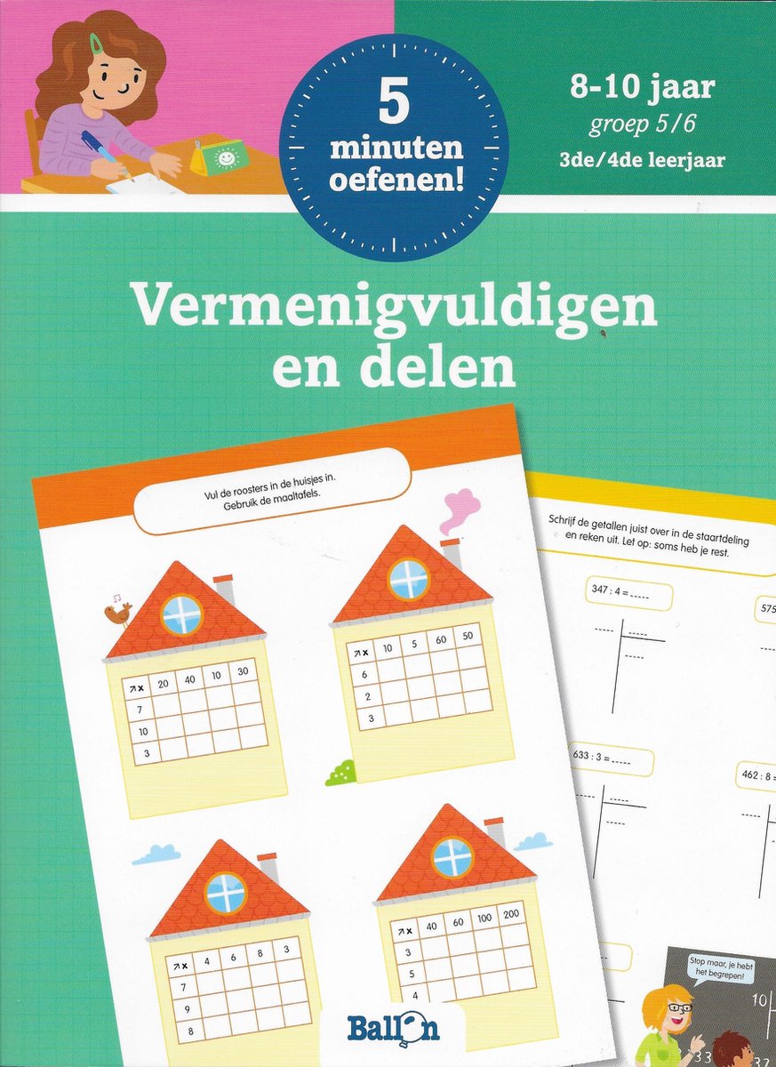 Ballon Media educatieboek 5 minuten oefenen vermenigvuldigen en delen