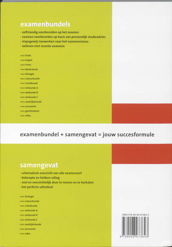 Samengevat VWO wiskunde-C Schematisch overzicht van de examenstof 2e Fase achterkant