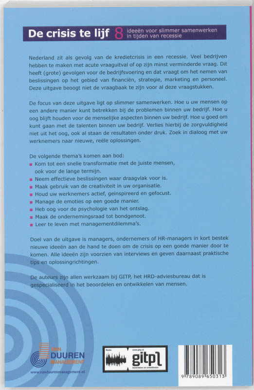 De crisis te lijf / De nieuwe manager achterkant