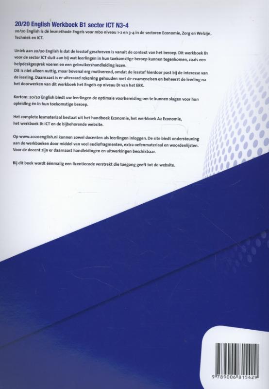 20/20 English Sector ICT N3-4 Werkboek B1 achterkant
