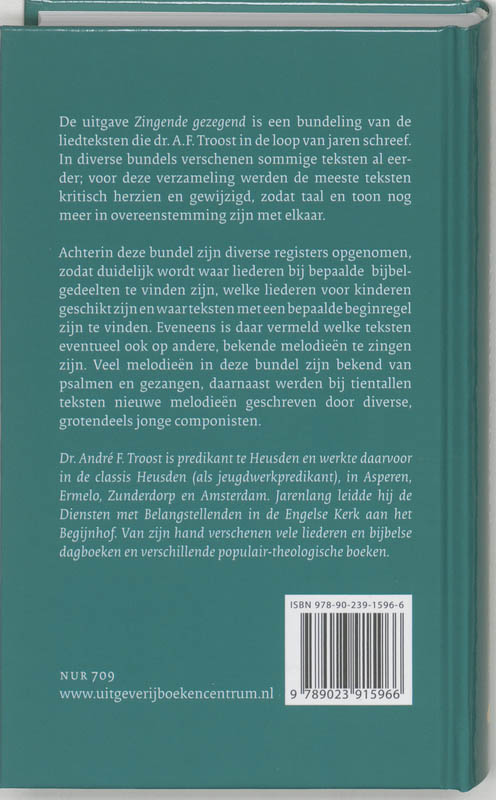 Zingende gezegend achterkant