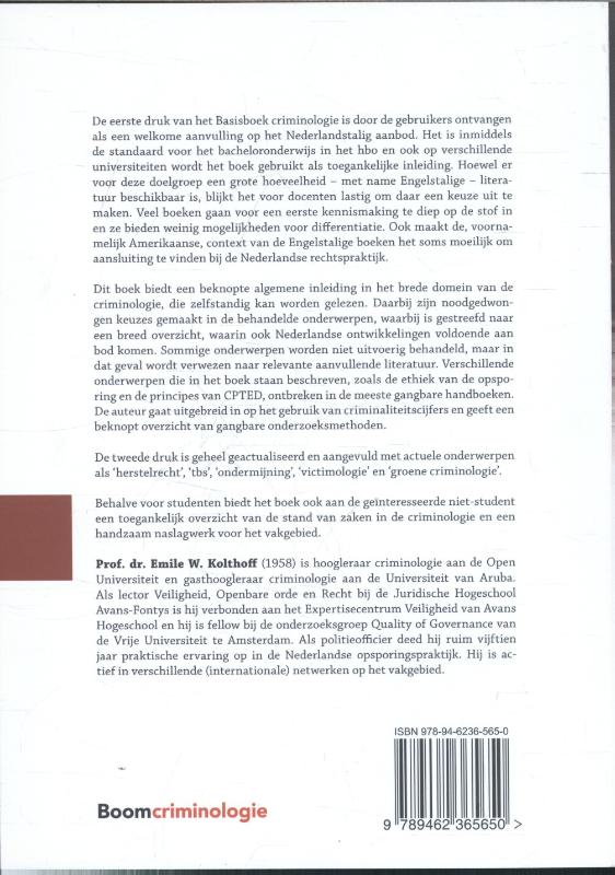 Basisboek criminologie / Boom studieboeken criminologie achterkant