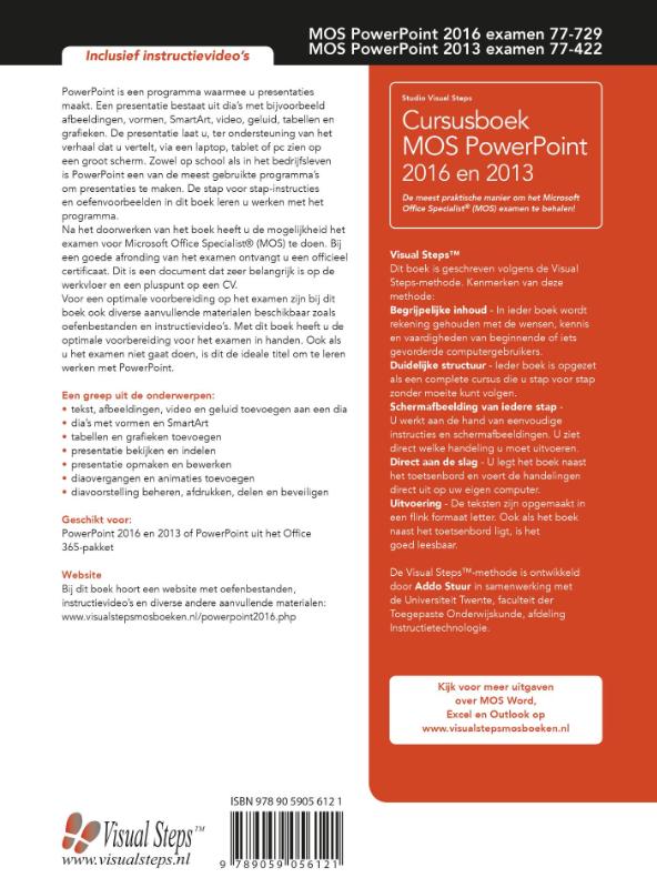 Cursusboek MOS PowerPoint 2016 en 2013 achterkant