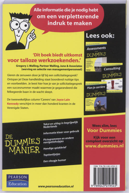 Sollicitatiegesprekken voor dummies / Voor Dummies achterkant