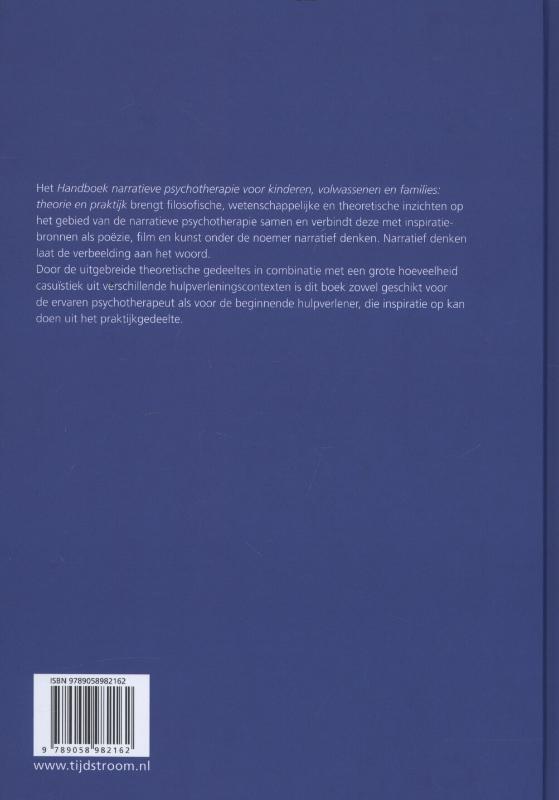 Handboek narratieve psychotherapie theorie en praktijk achterkant