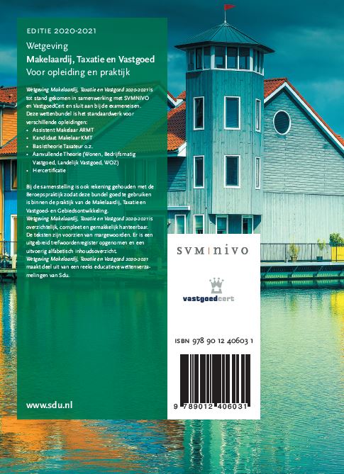 Educatieve wettenverzameling  -   Wetgeving Makelaardij, Taxatie en Vastgoed. Studiejaar 2020-2021 achterkant