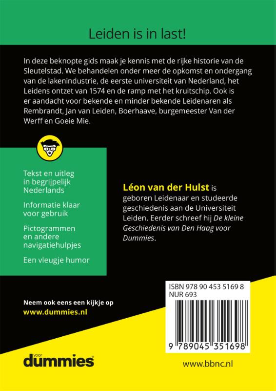De kleine geschiedenis van Leiden voor Dummies / Voor Dummies achterkant