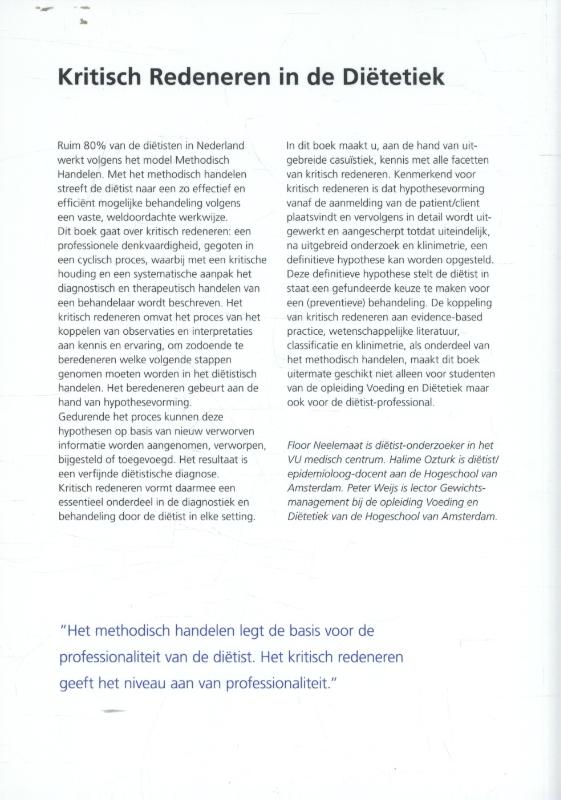 Kritisch redeneren in de diëtetiek achterkant