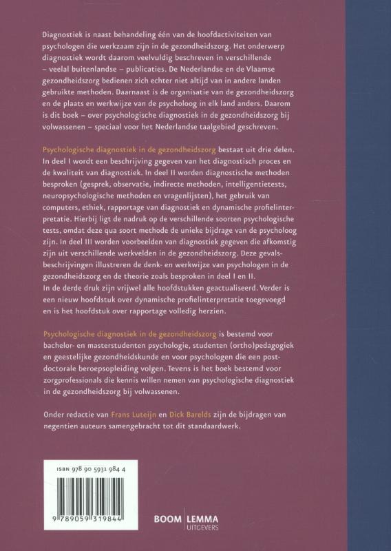 Psychologische diagnostiek in de gezondheidszorg achterkant