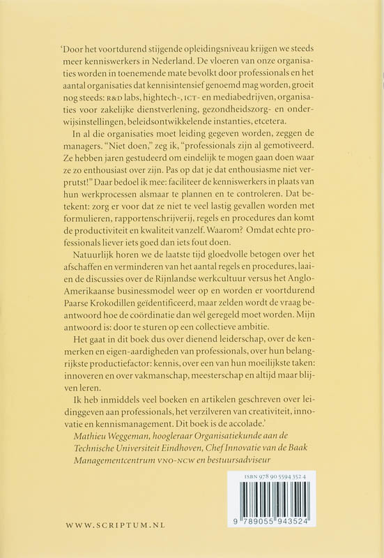 Leidinggeven aan professionals? Niet doen! achterkant