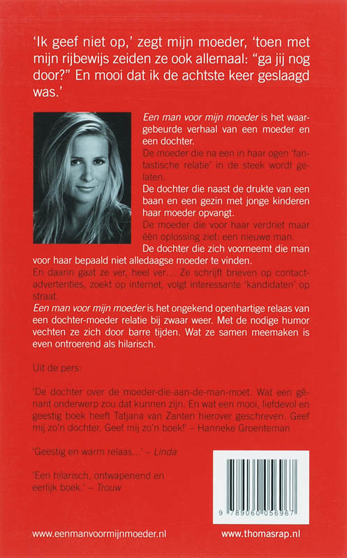 Een man voor mijn moeder achterkant