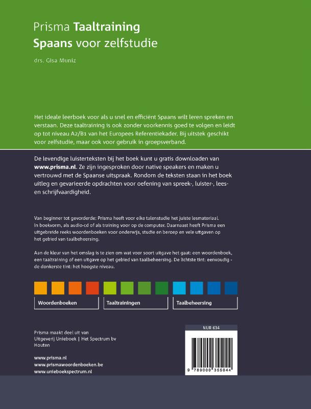 Spaans voor zelfstudie / Prisma Taaltraining achterkant