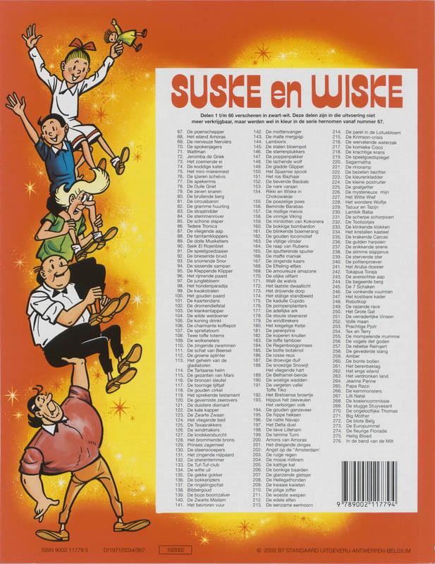 De Koddige kater / Suske en Wiske / 74 achterkant