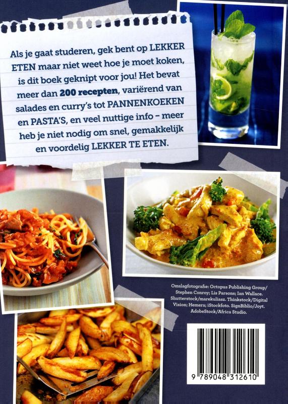 Het kookboek voor de hongerige student achterkant