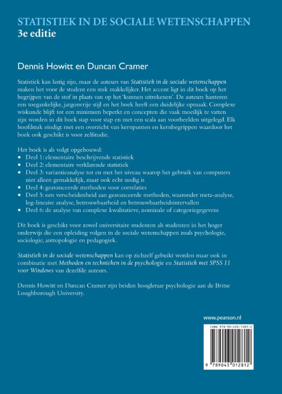 Statistiek in de sociale wetenschappen achterkant