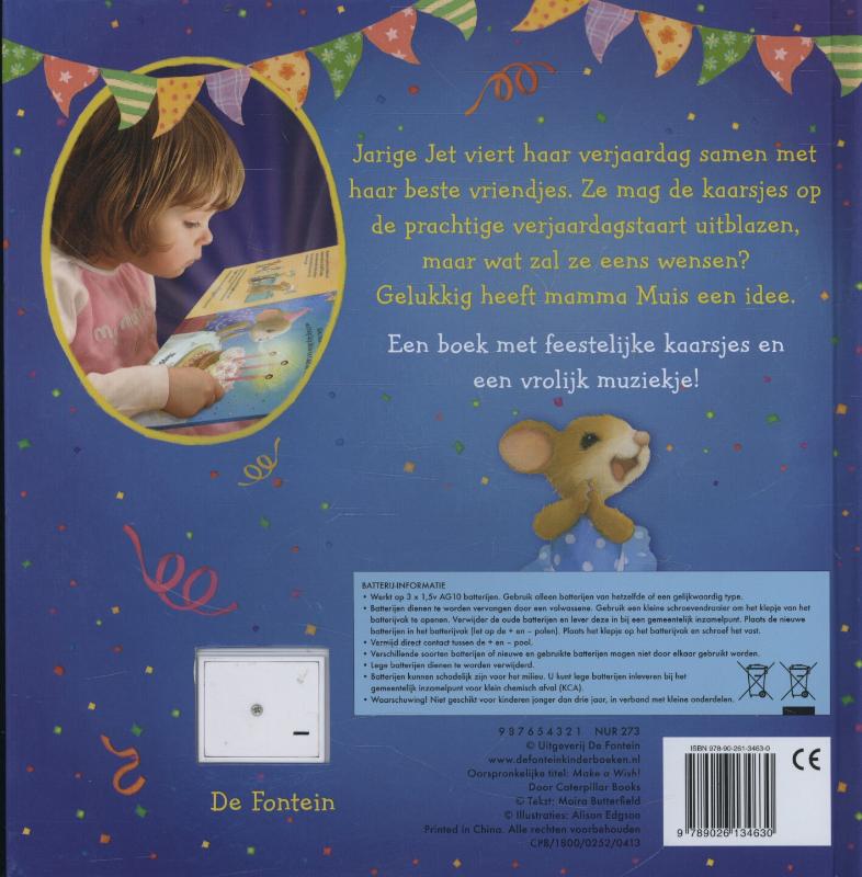 Een fijne verjaardag! Met kaarsjes en muziek! achterkant