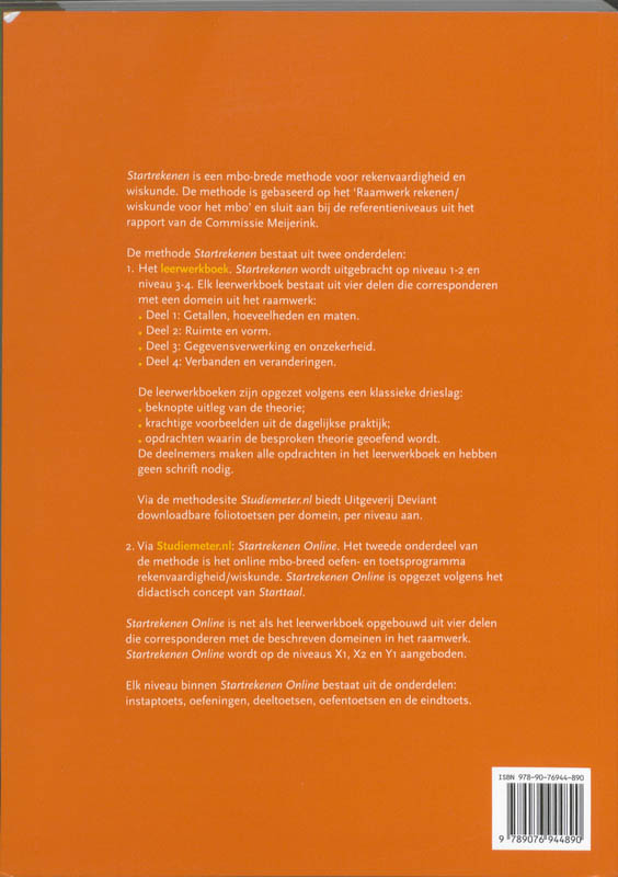 Startrekenen 3-4 mbo - Rekenvaardigheid/Wiskunde achterkant
