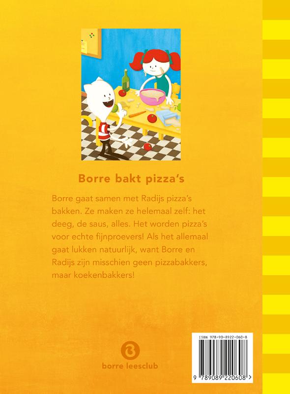 Borre bakt pizza's / De Gestreepte Boekjes achterkant