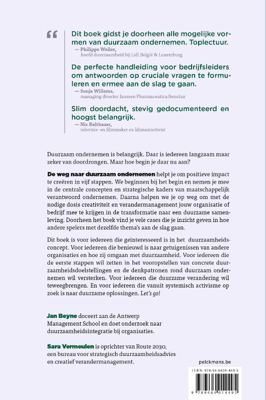 De weg naar duurzaam ondernemen achterkant