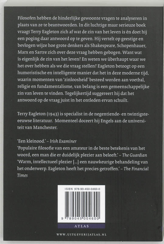 De Zin Van Het Leven achterkant