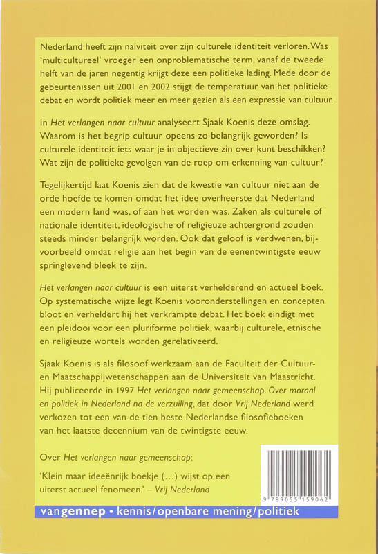 Het Verlangen Naar Cultuur achterkant