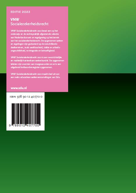 Educatieve wettenverzameling - VNW Socialezekerheidsrecht 2022 achterkant