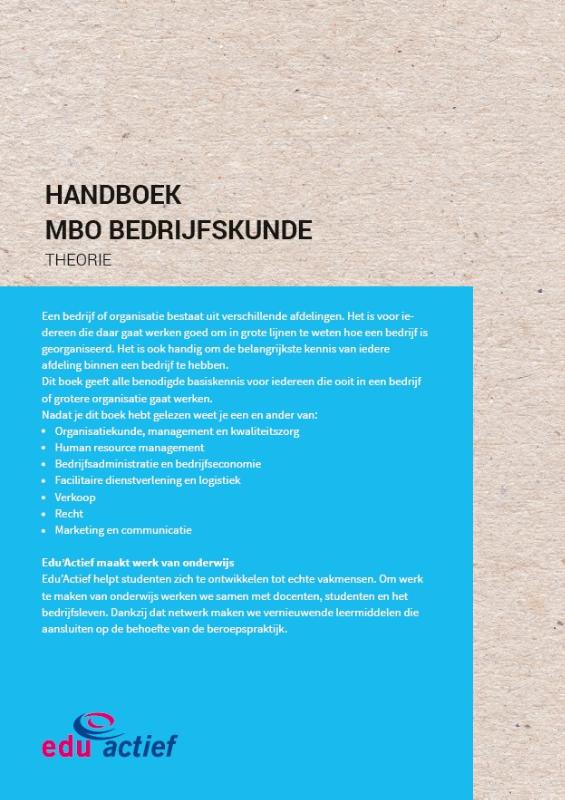 Handboek mbo Bedrijfskunde / theorie / Scoren.info achterkant