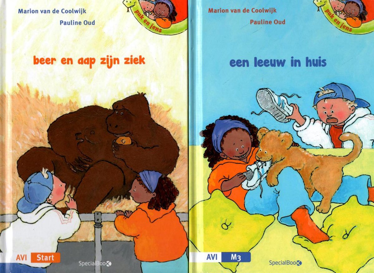 Een leeuw in huis/ Beer en aap zijn ziek set van 2