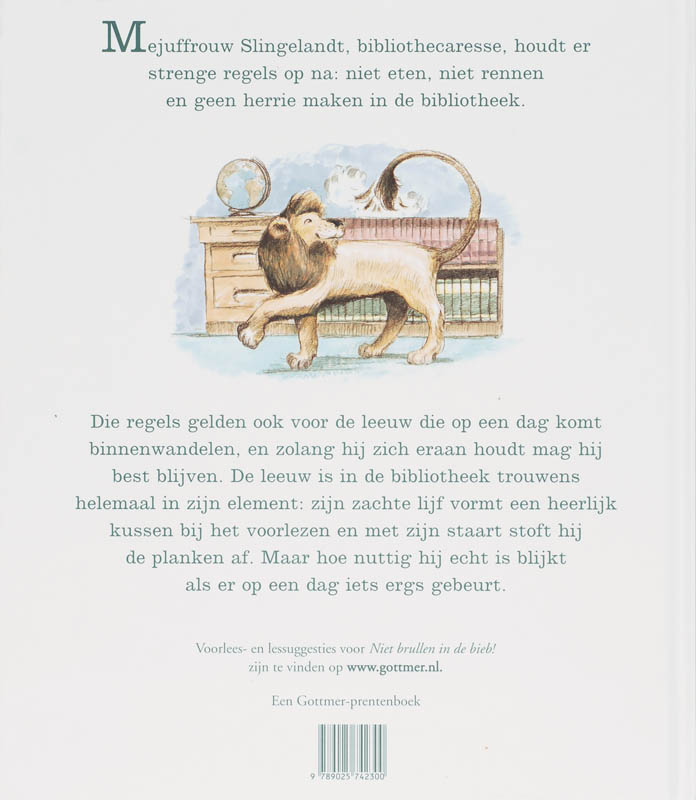 Niet brullen in de bieb achterkant