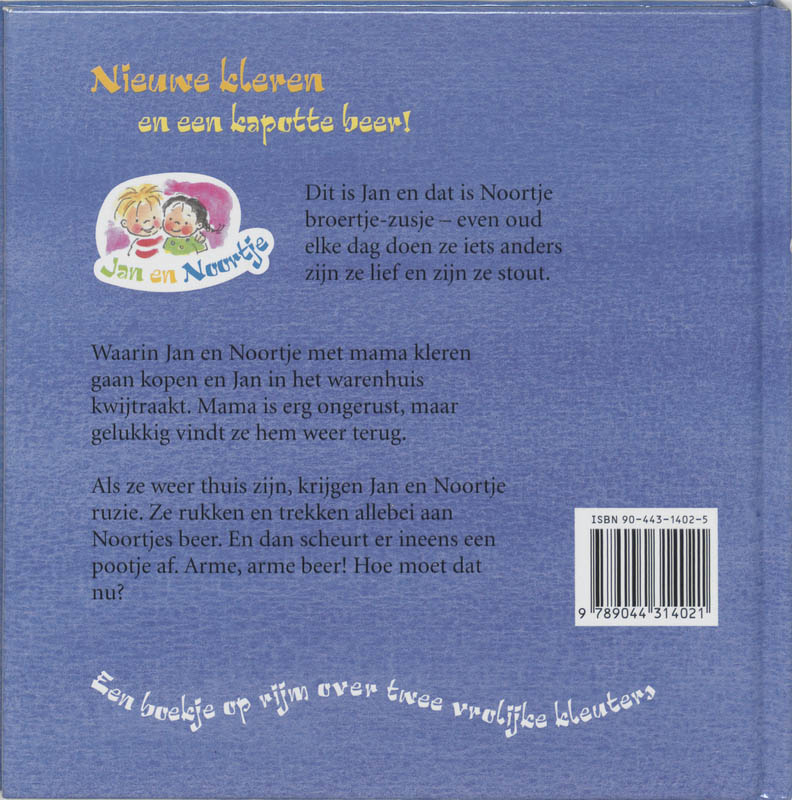 Nieuwe kleren en een kapotte beer! / Jan en Noortje achterkant