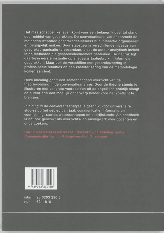 Inleiding in de conversatieanalyse achterkant