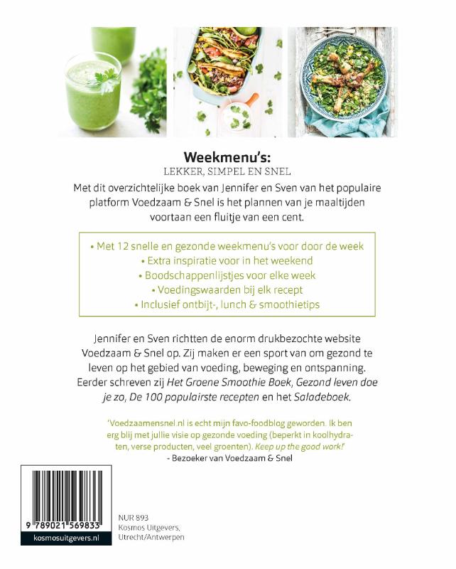 Gezonde weekmenu's / Voedzaam & snel achterkant