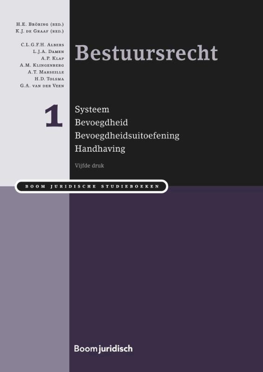 Bestuursrecht / deel I systeem, bevoegdheid, bevoegdheidsuitvoering en handhaving / Boom Juridische studieboeken