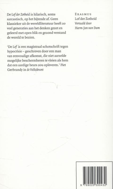 Lof der zotheid of de dwaasheid gekroond achterkant