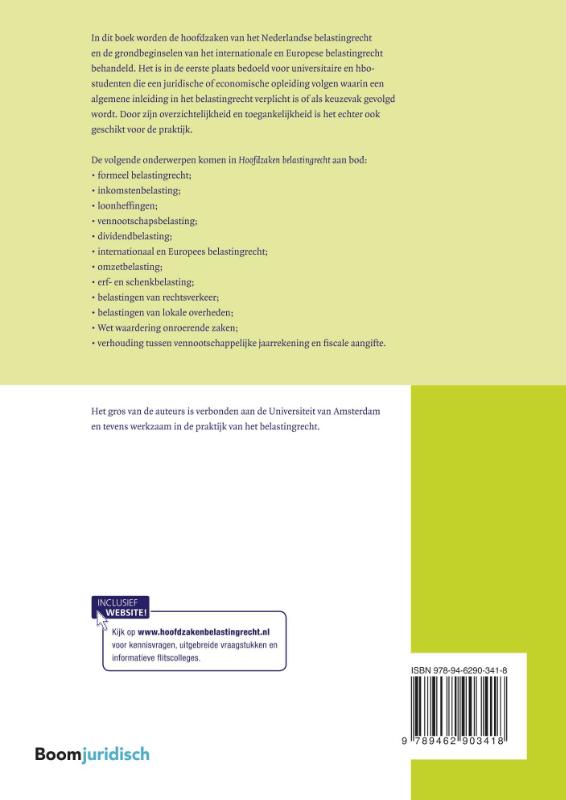 Hoofdzaken belastingrecht / Boom fiscale studieboeken achterkant