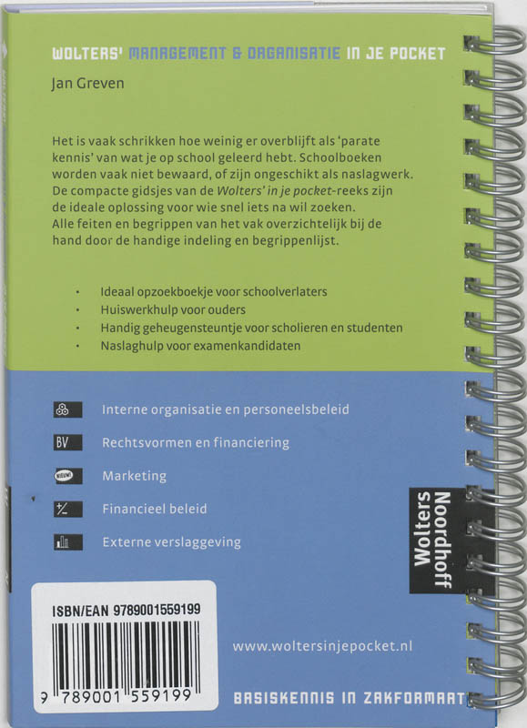 Wolters' Management & Organisatie In Je Pocket achterkant