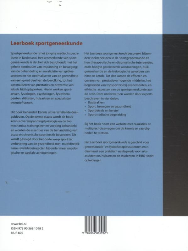 Leerboek sportgeneeskunde Kernboek achterkant