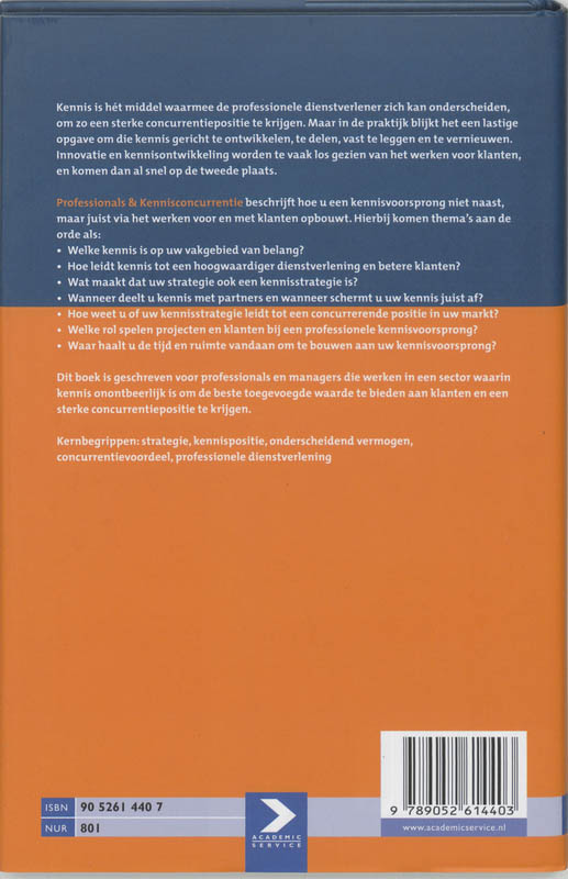 Professionals & Kennisconcurrentie / Professionals & hun praktijk achterkant