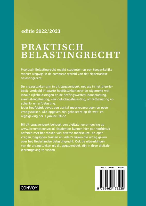 Praktisch Belastingrecht 2022-2023 Opgavenboek achterkant