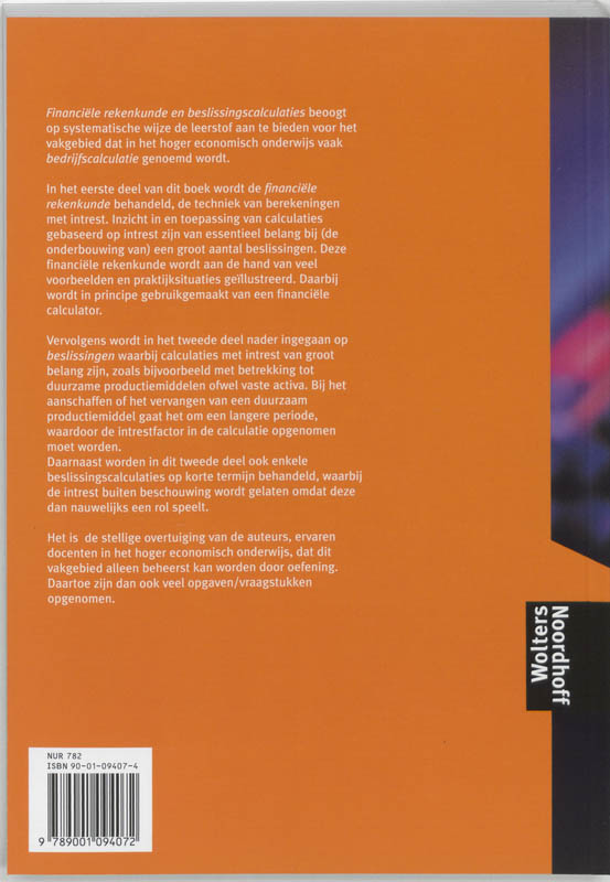 Financiele rekenkunde en beslissingscalculaties achterkant