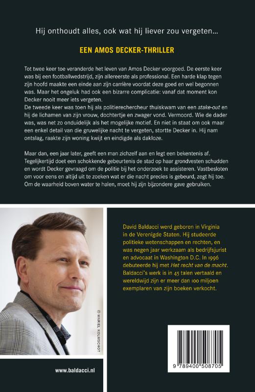 De geheugenman / Amos Decker / 1 achterkant