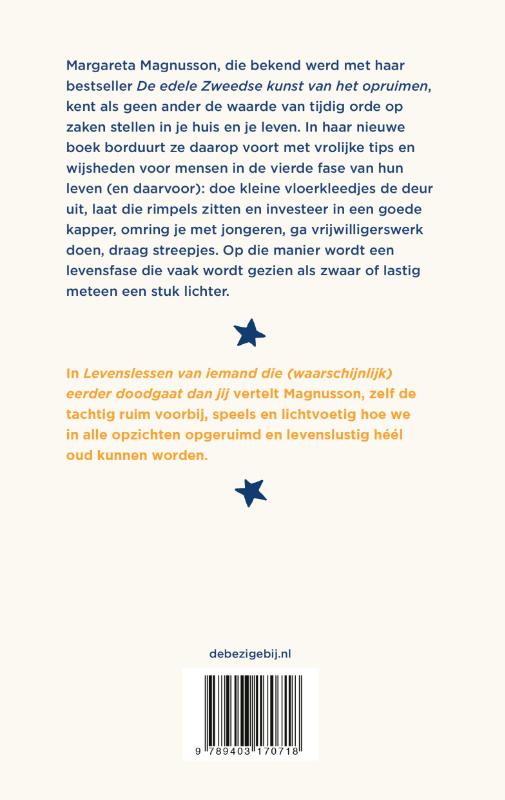 Levenslessen van iemand die (waarschijnlijk) eerder doodgaat dan jij achterkant